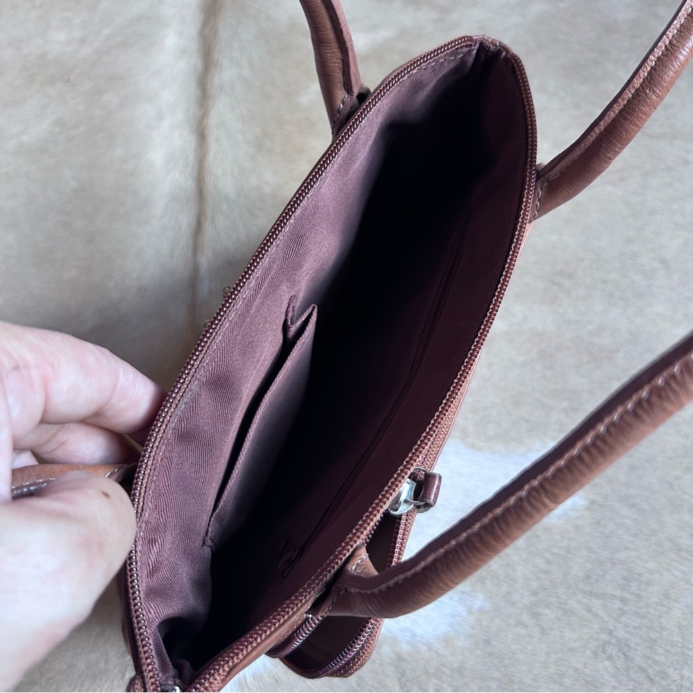 Vintage Fossil Tan Leather Shoulder Bag - Y2K - has a wallet attached - Picture 5 of 5